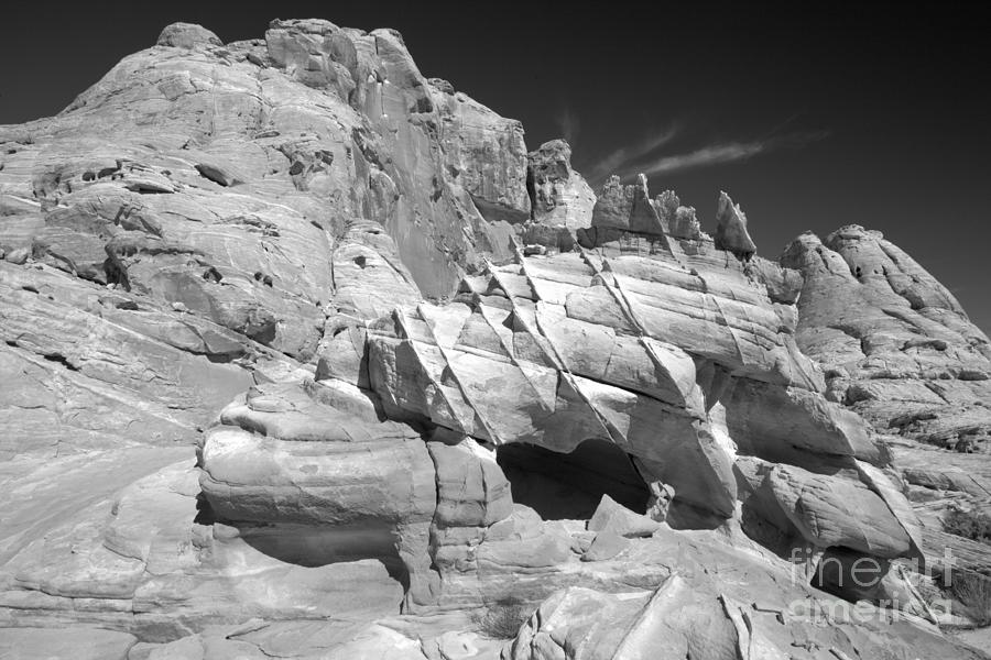 Sandstone Fin By The Butte Black And White Photograph by Adam Jewell