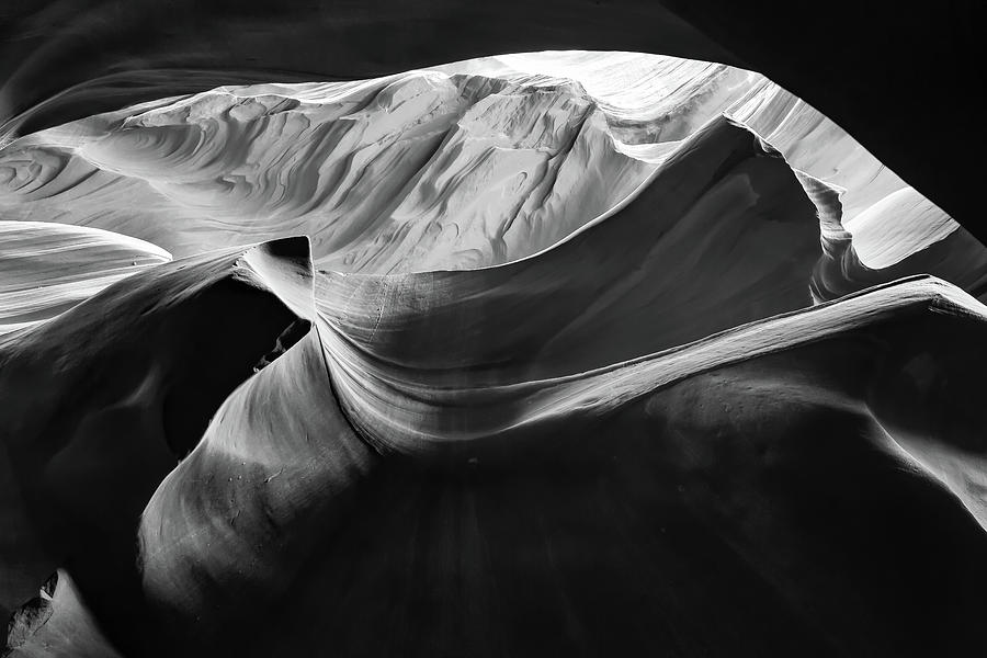 Sandstone Symphony - Monochrome Layers Of Antelope Canyon Photograph by Gregory Ballos