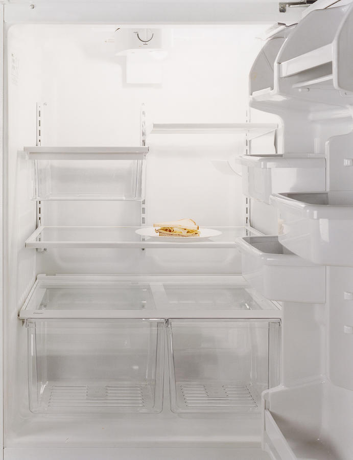 Sandwich in Empty Refrigerator Photograph by Raimund Koch