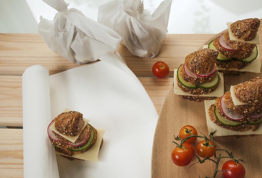 Sandwich stacks for children to take to school Photograph by Benary, Katrin