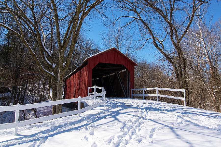Sandy Creek Covered Bridge Winter Photograph by Steve Stuller
