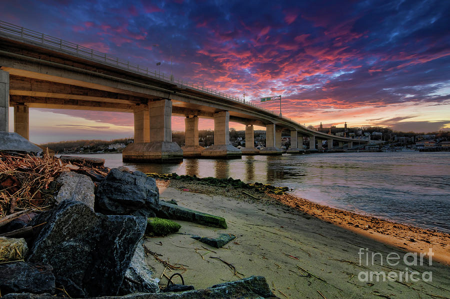 Sandy Hook Bridge as the Sun Sets Photograph by Paul Ward