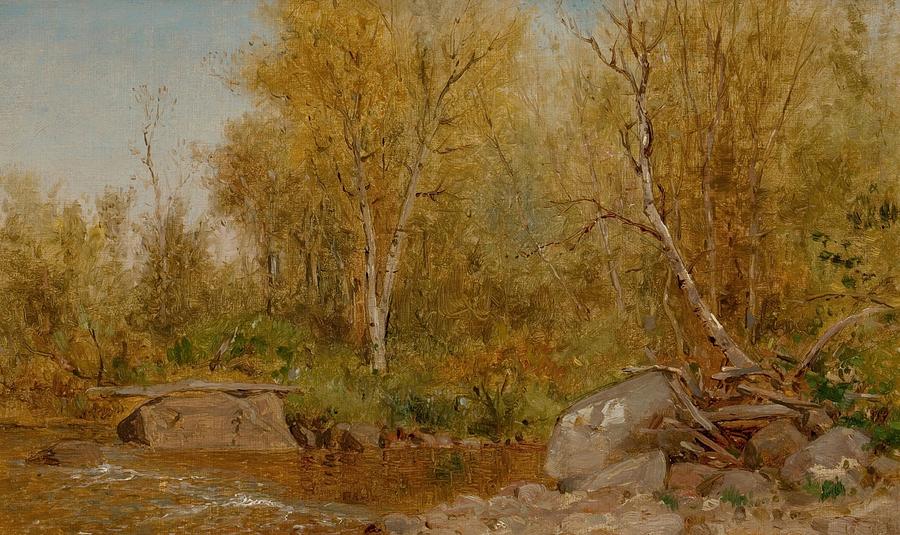 Sandy Stream Maine Woods Drawing by Jervis Mc Entee American - Fine Art ...