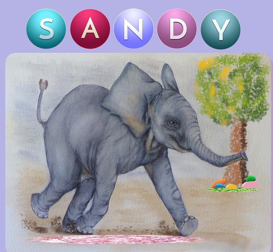 Sandy the Elephant Painting by Kelly Mills