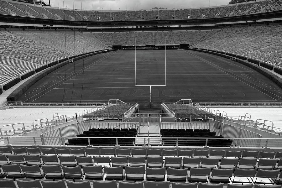 Sanford Stadium at the University of Georgia in black and white Photograph by Eldon McGraw