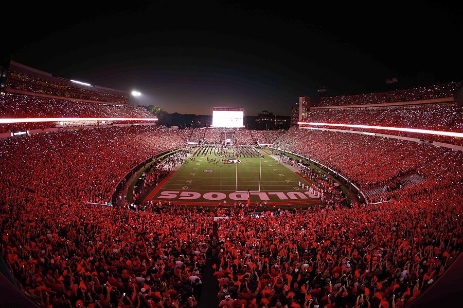 Sanford Stadium Georgia Bulldogs Night Game Digital Art by Digital Images