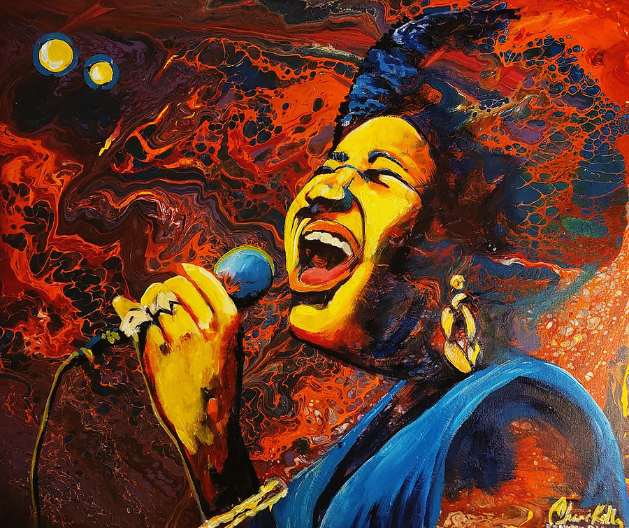 Sang, Aretha  Painting by Femme Blaicasso