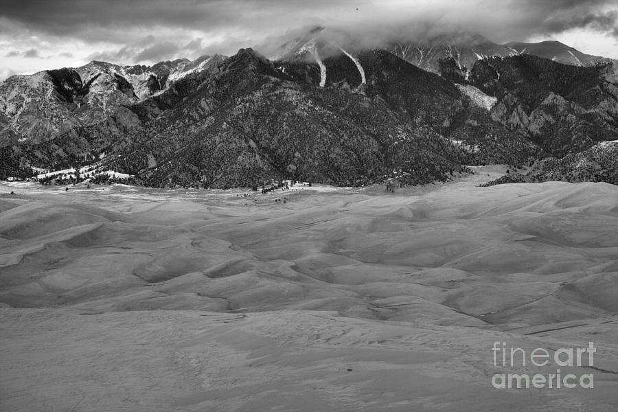 Sangre De Cristo Mountains Winter Storm Clouds Black And White Photograph by Adam Jewell