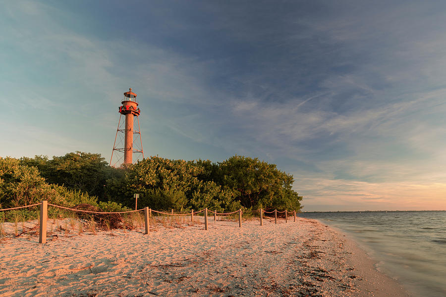 Sanibel Island Lighthouse with Christmas Wreaths Photograph by Ryan