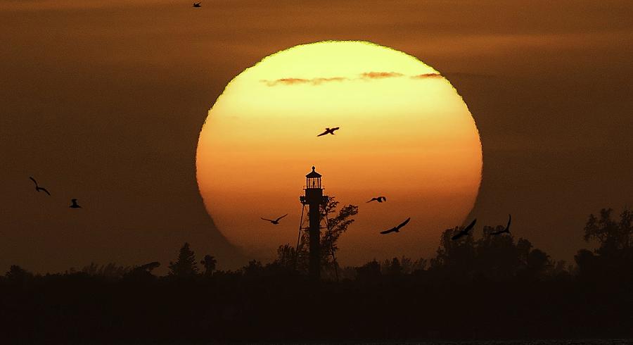 Sanibel Lighthouse At Sunset Digital Art by Andrew West