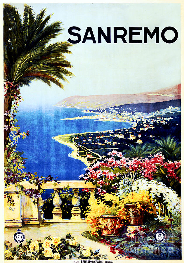 Sanremo Italy Digital Travel Poster Print Instant Download Printable Wall Art Print Italy Travel Poster Digital Prints Holiday Friend Gift