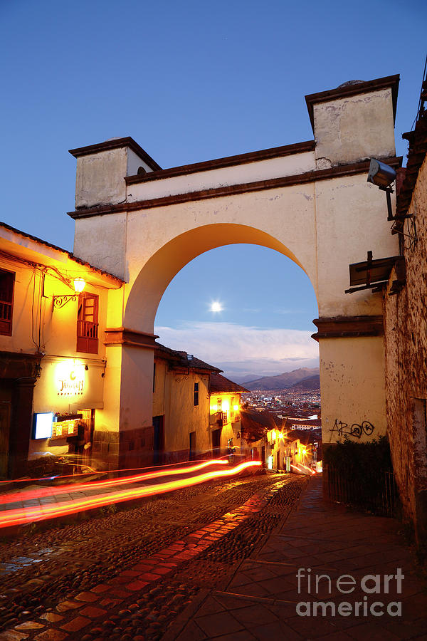 Santa Ana Arch and Full Moon Cuzco Peru Photograph by James Brunker