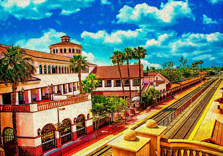 Santa Ana Regional Transportation Center - digital painting Digital Art by Nicko Prints