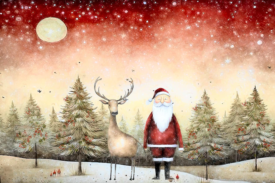 Santa and a Reindeer Photograph by Deborah Penland