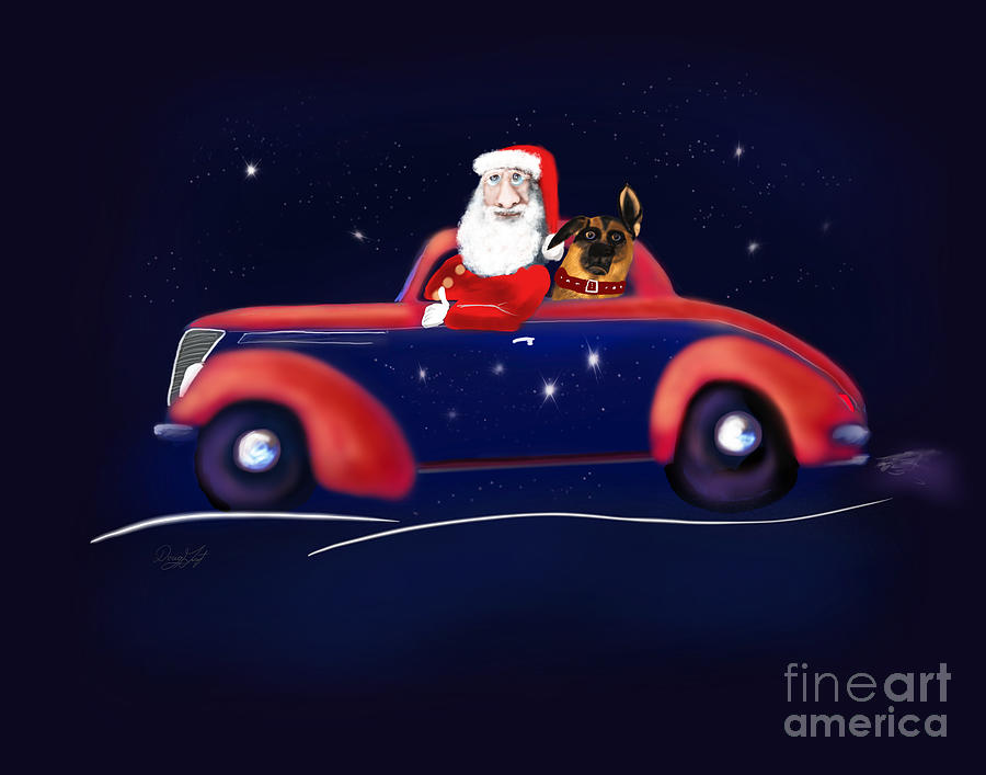 Santa and His Hot Rod Digital Art by Doug Gist