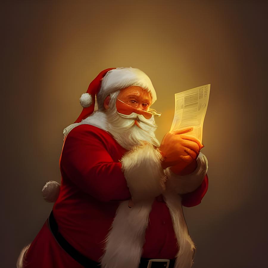 Santa and his list Digital Art by April Cook