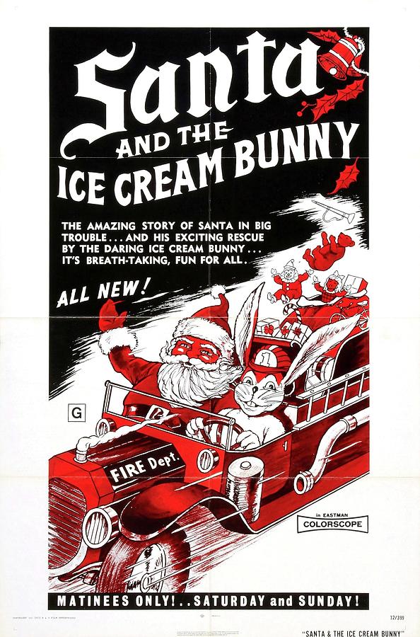 Santa And Ice Cream Bunny Mixed Media