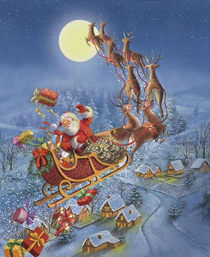 Santa And Sleigh V9 Digital Art By Robert Banach - Fine Art America