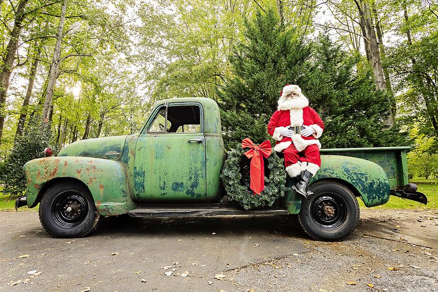 Santa and the Antique Truck Photograph by Travis Rogers