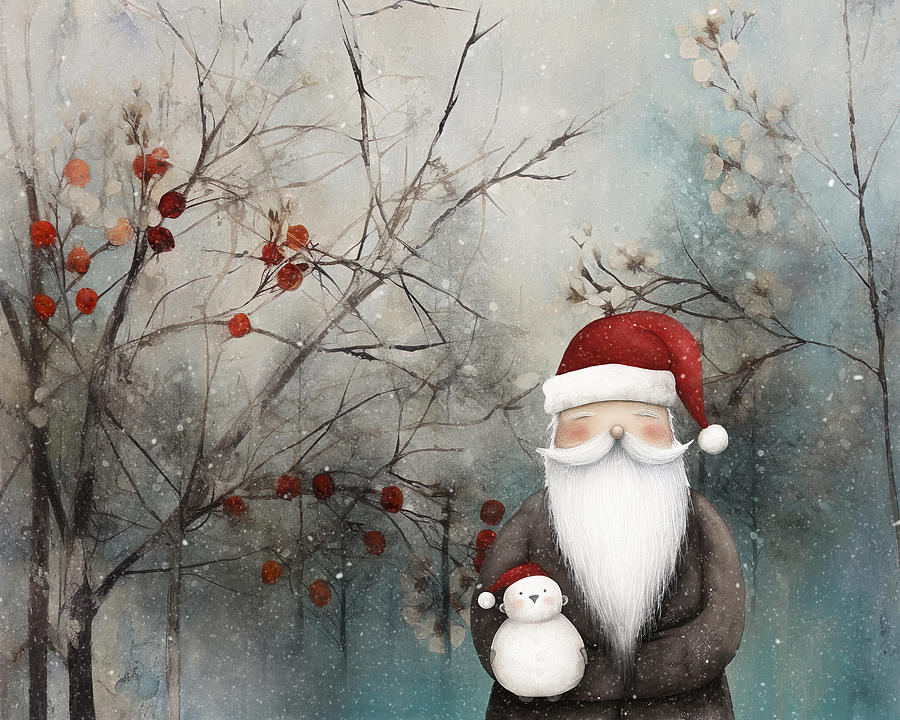 Santa and the Little Snowman Photograph by Deborah Penland