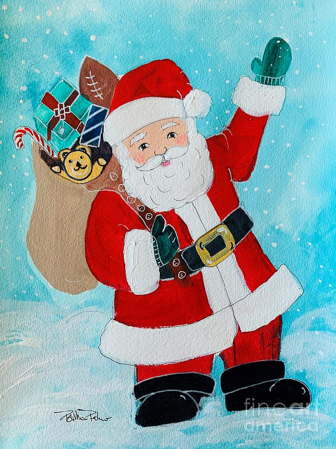 Santa and Toy Bag Painting by Robin Pedrero