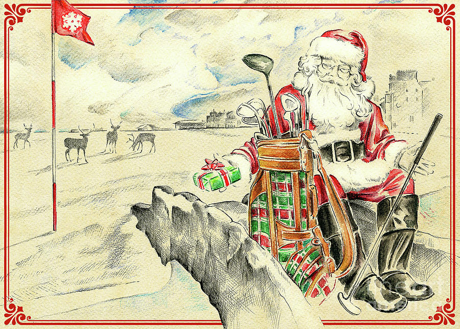 Santa at the St Andrews Painting by Olivera Cejovic