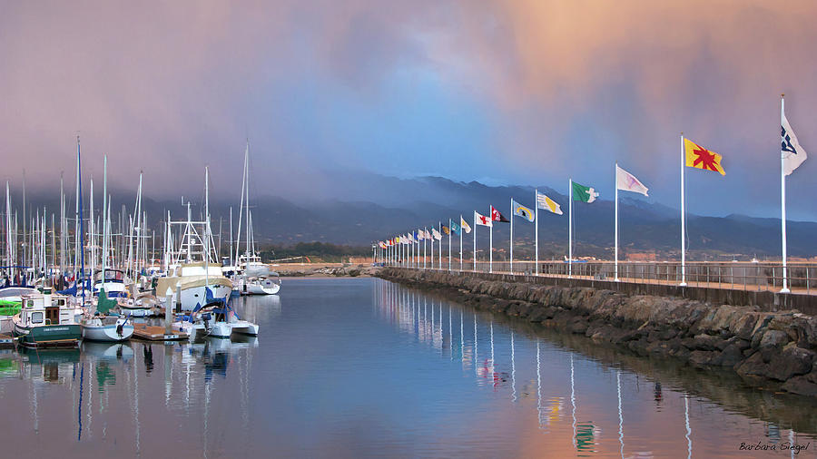 Santa Barbara Harbor Flags Photograph by Barbara Siegel