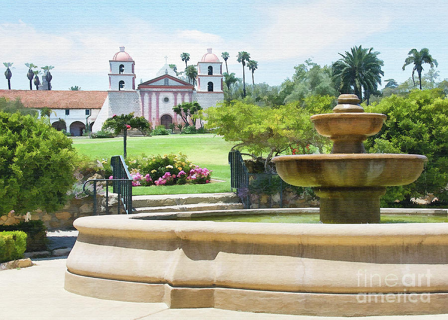Santa Barbara Mission Fountain Photograph by Sharon Foster