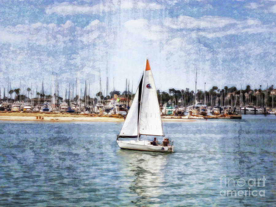 Summer Digital Art - Santa Barbara Sailing by Two Hivelys