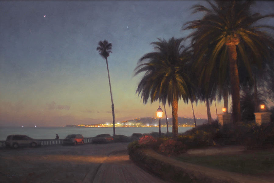 Beach Painting - Santa Barbara Twilight by Ezra Suko