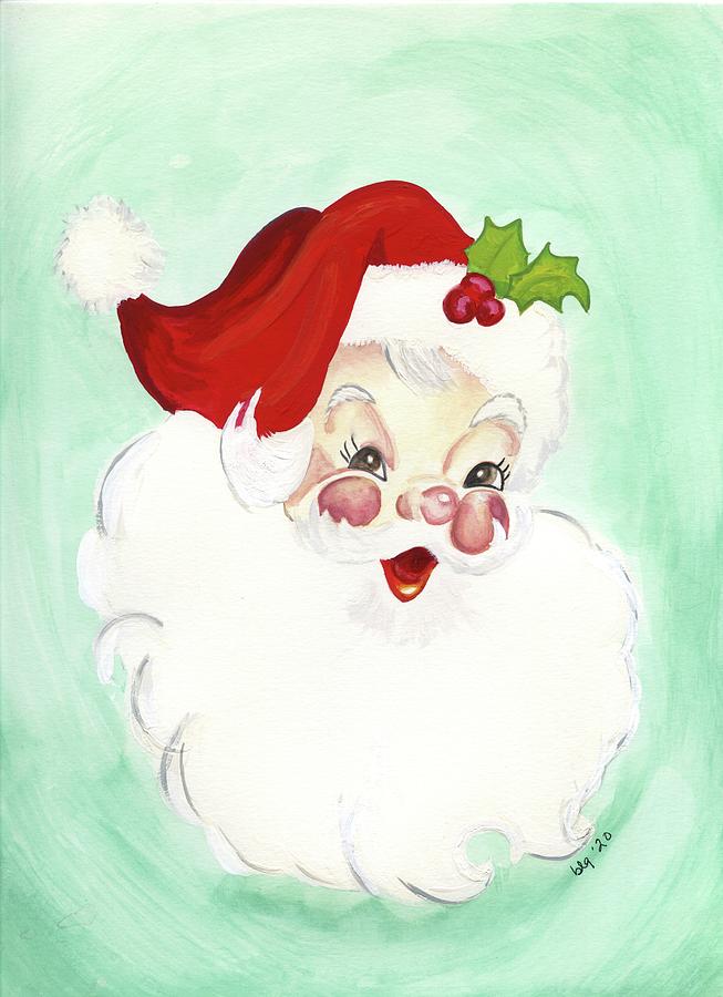 Vintage Painting - Santa by Becky Gish