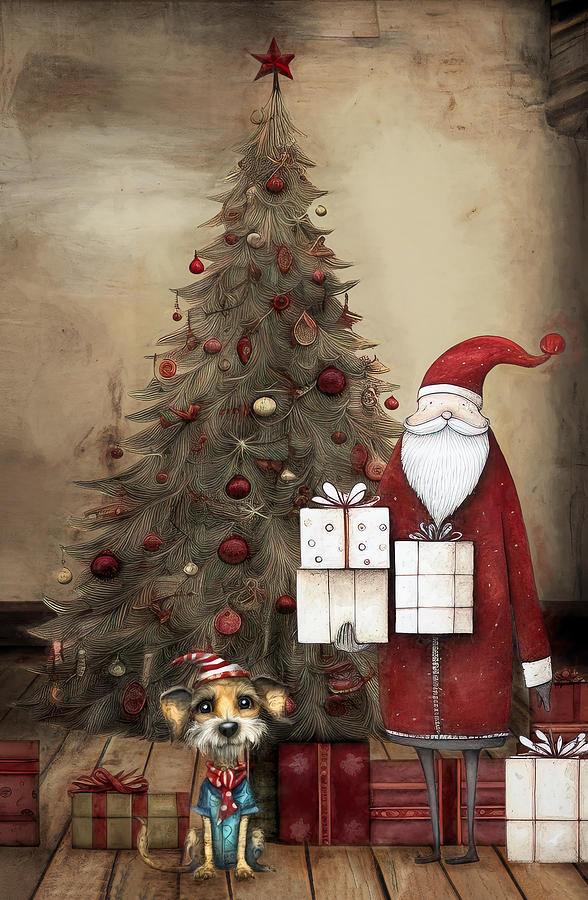 Santa Brings a Puppy Photograph by Deborah Penland