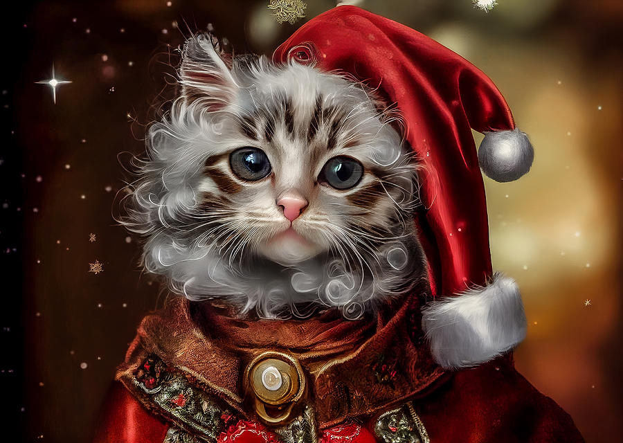Santa Cat 1 Digital Art by Jim Painter