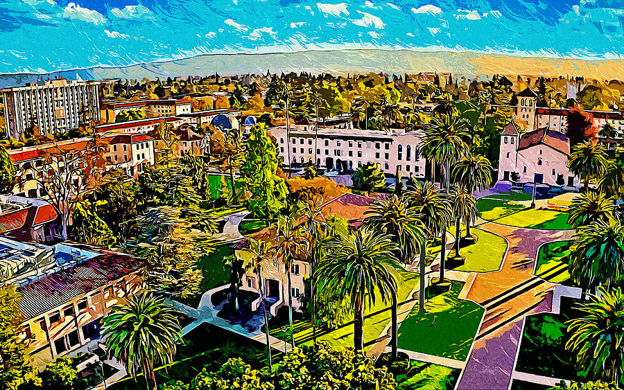 Santa Clara University - impressionist painting Digital Art by Nicko Prints