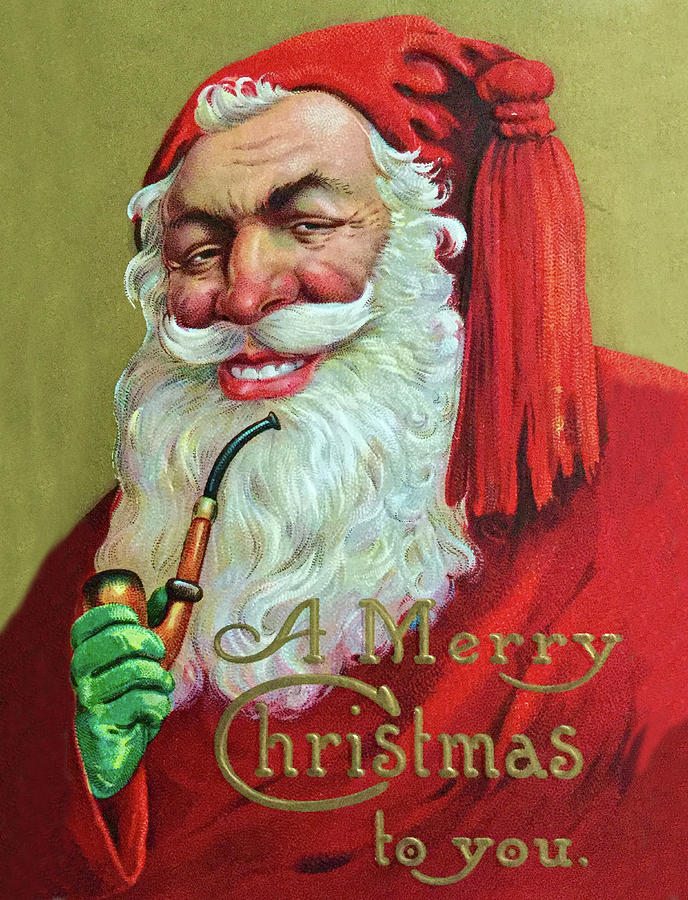 Santa Claus and his Funny Pipe Digital Art by Long Shot