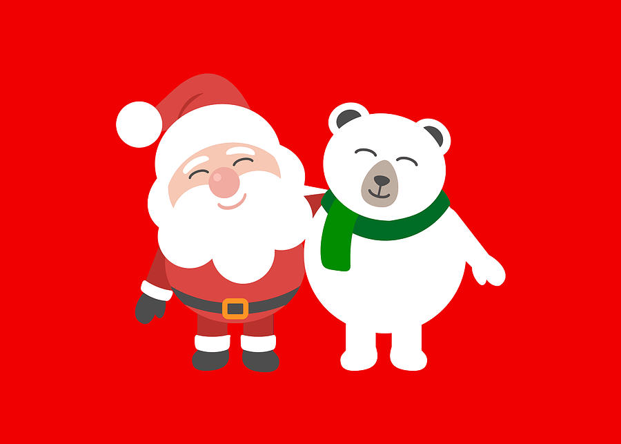 cartoon christmas polar bear