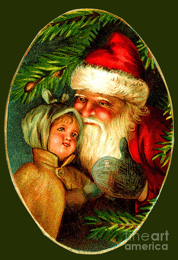 Santa Claus Comforting A Little Girl Painting