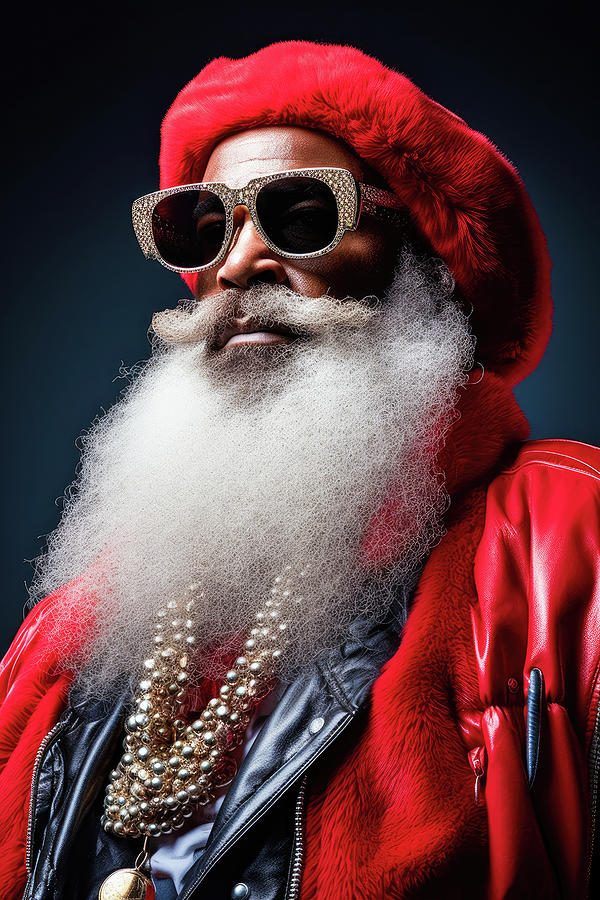 Santa Claus Cool Rapper Style 01 Digital Art by Matthias Hauser