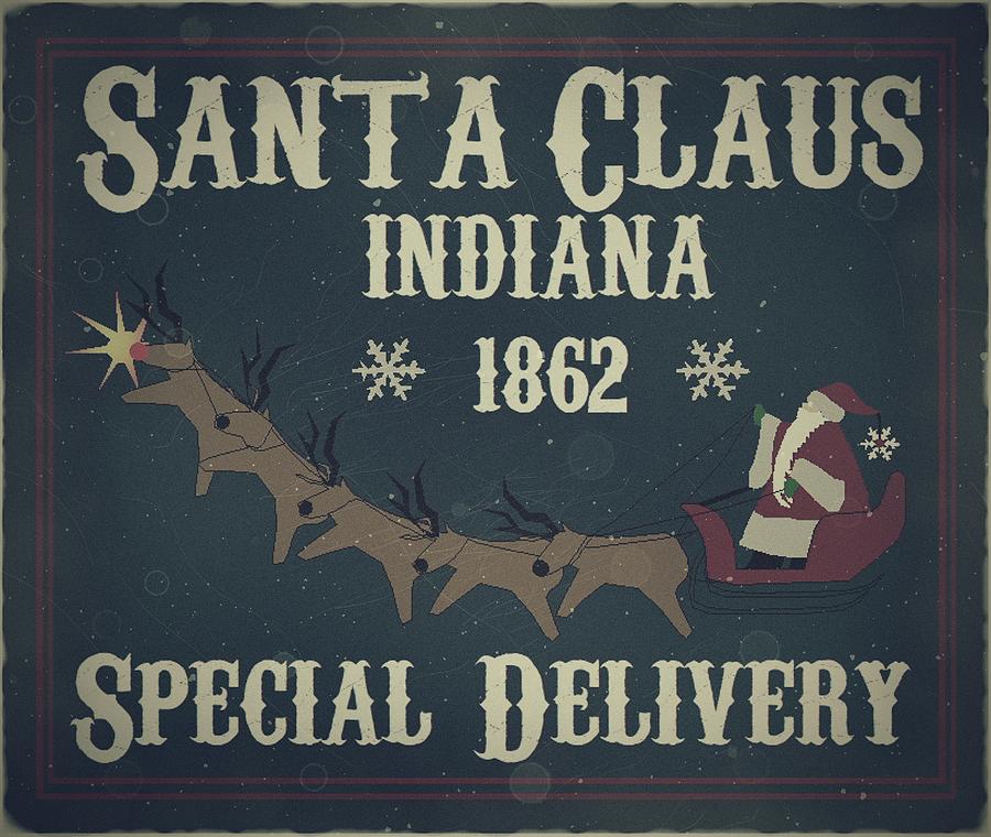 Santa Claus Indiana - 1862 Special Delivery Rainy Day Edition Drawing by Fred Larucci