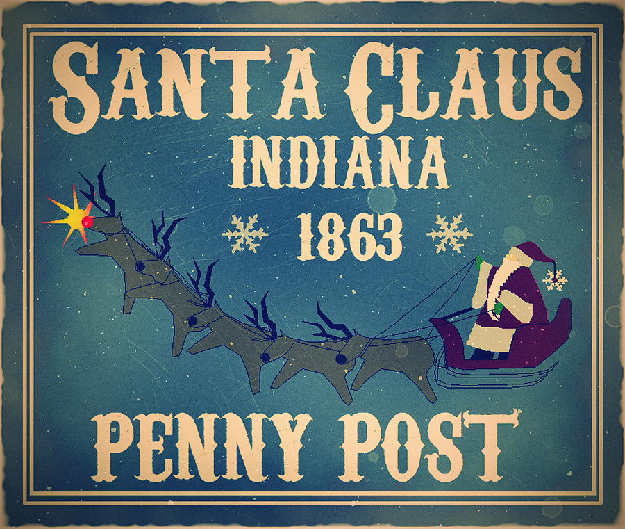 Santa Claus Indiana - 1863 Special Delivery Frosty Edition Drawing by Fred Larucci