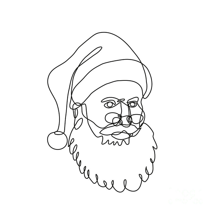Santa Claus Digital Art - Santa Claus Kris Kringle Father Christmas Viewed from Side Continuous Line Drawing  by Aloysius Patrimonio