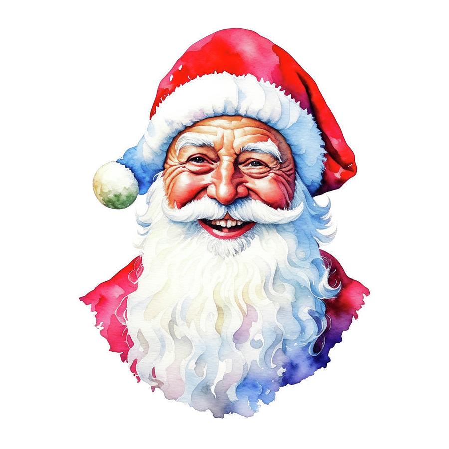 Santa Claus - Merry Christmas A Painting by Olde Time Mercantile