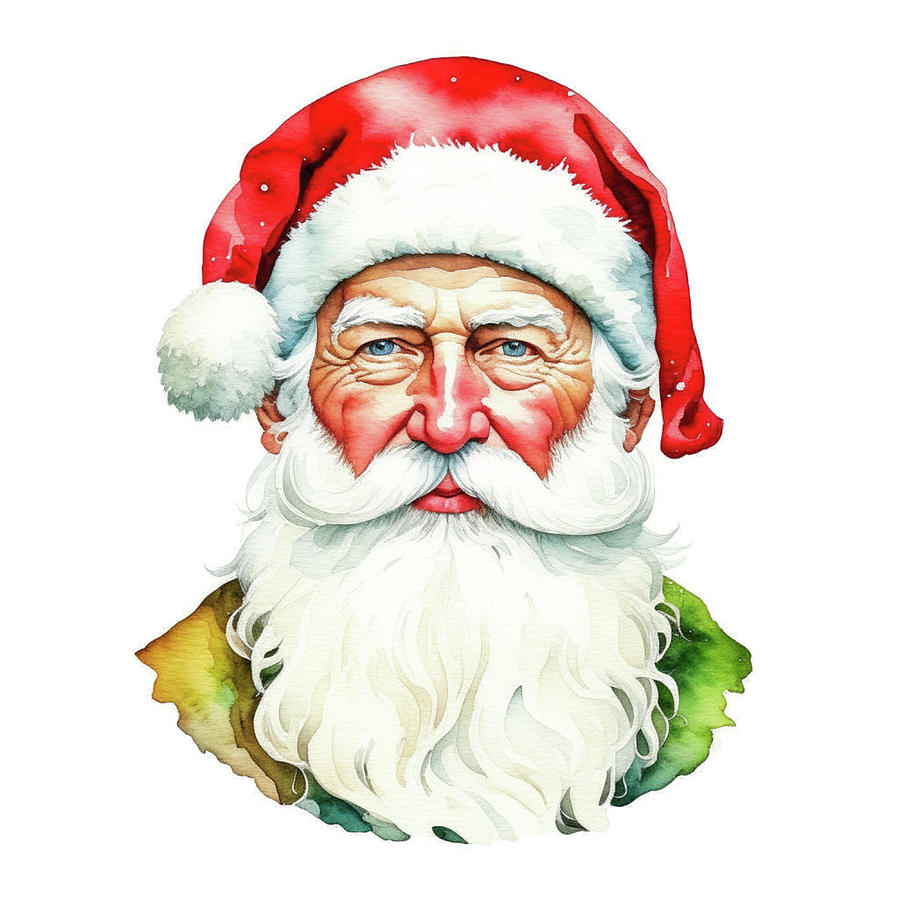 Santa Claus - Merry Christmas B Painting by Olde Time Mercantile