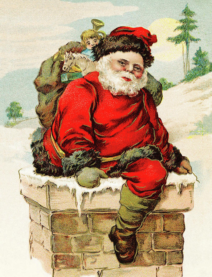 Santa Claus on Chimney Digital Art by Long Shot