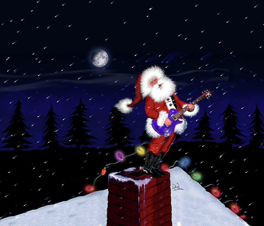 Santa Claus Plays Guitar Digital Art