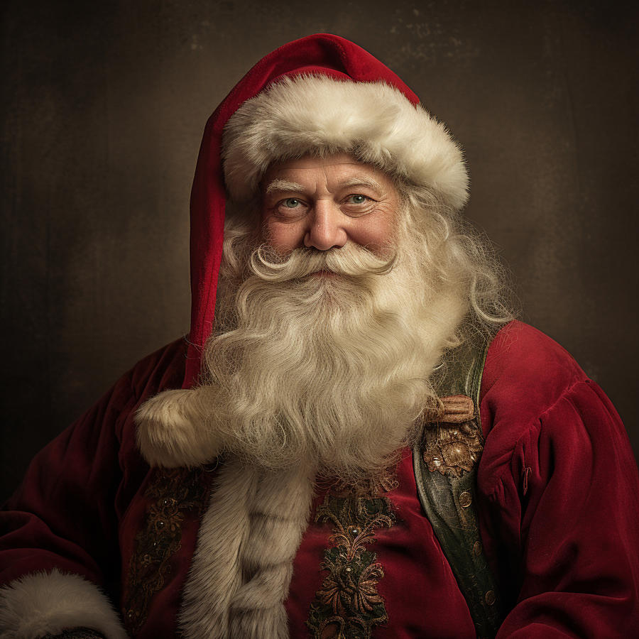 Santa Claus Vintage Christmas Portrait Wall Decor Digital Art by Caterina Christakos