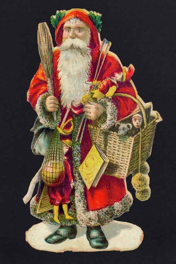 Christmas Drawing - Santa Claus with a Basket of Toys by Library of Congress