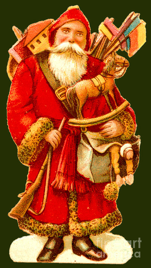 Santa Claus With Toys And A Rocking Horse Painting