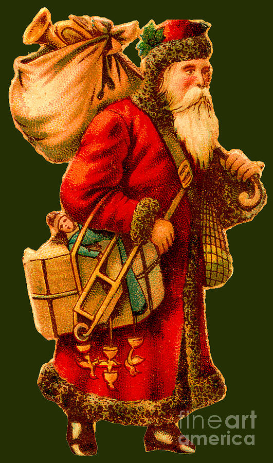 Santa Claus With Two Bags Of Toys Painting