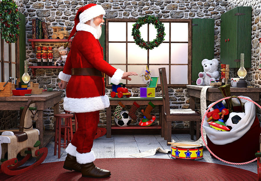 Santa Claus Workshop For Christmas 1 Digital Art